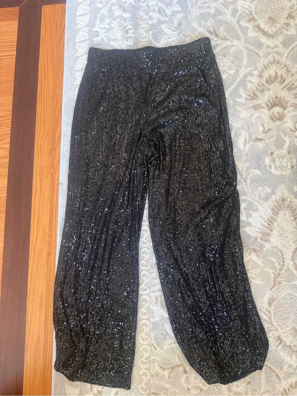 Black Sequin Wide-Leg Pants